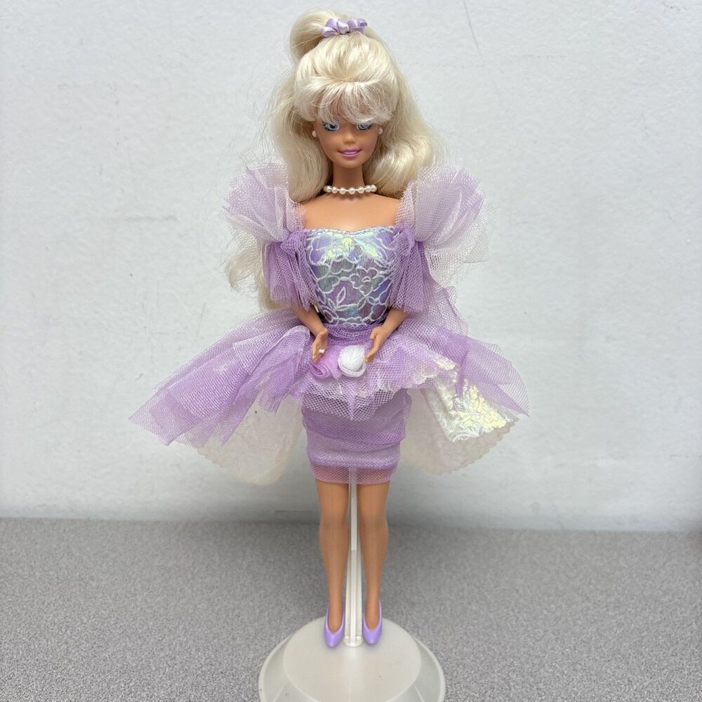 Vintage Barbie 1988 Garden Party Doll, Dress, Iridescent Overskirt, Jewelry